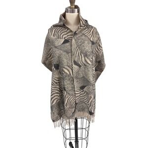 Authentic Salvatore Ferragamo 100% Cashmere Shawl Scarf, 27x60 Fringe Jaguar